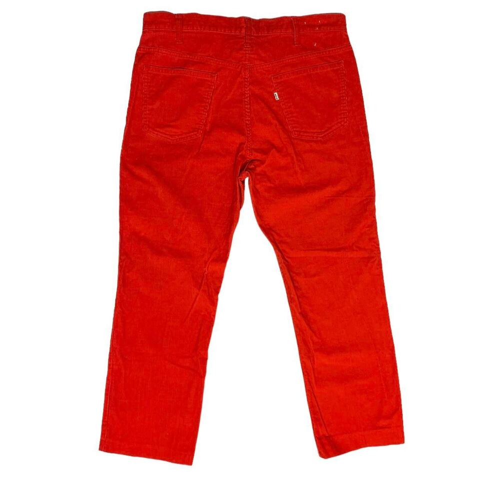 Levis Jeans Vintage 70s Red Corduroy Tapered Leg Pants Talon Zip Mens 38x28